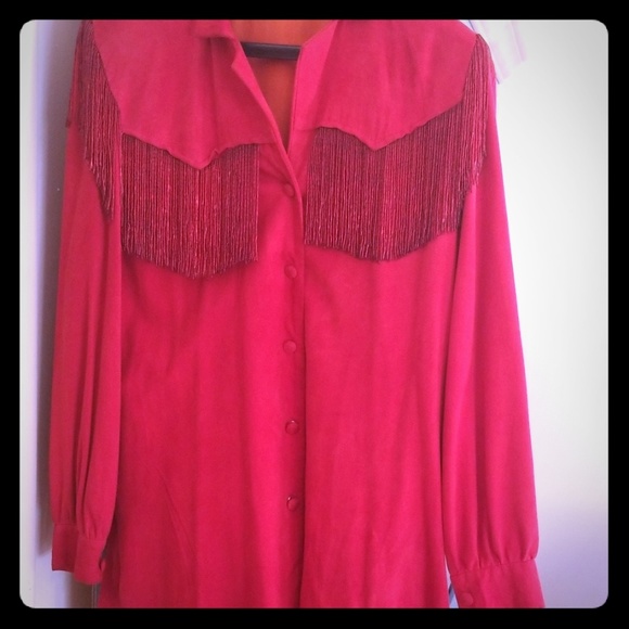 Tops - Red Suede Shirt